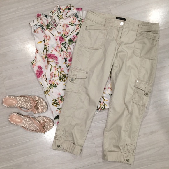 khaki cargo capri pants